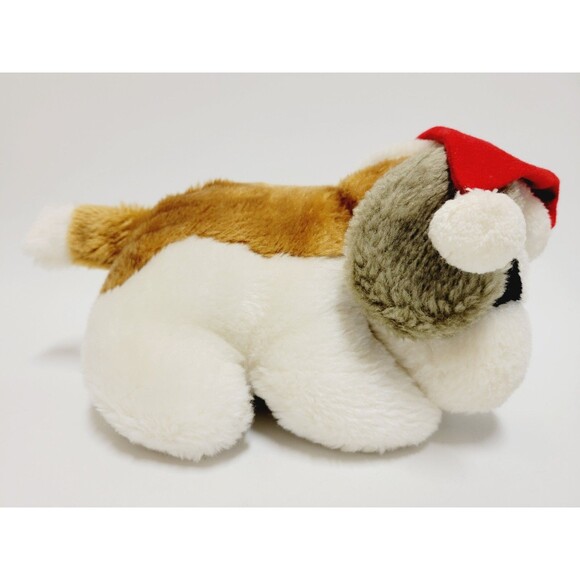 Saint Bernard Puppy Dog Plush Red Santa Hat Vtg Stuffed Animal Toy 10" Taiwan - Picture 8 of 10